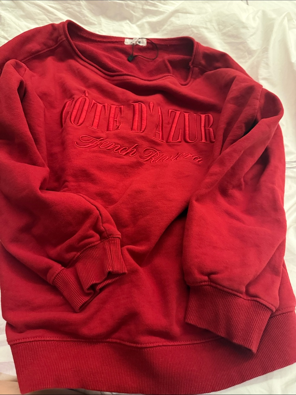 Garage Red Embroidered Côte d'Azur Crewneck Sweater